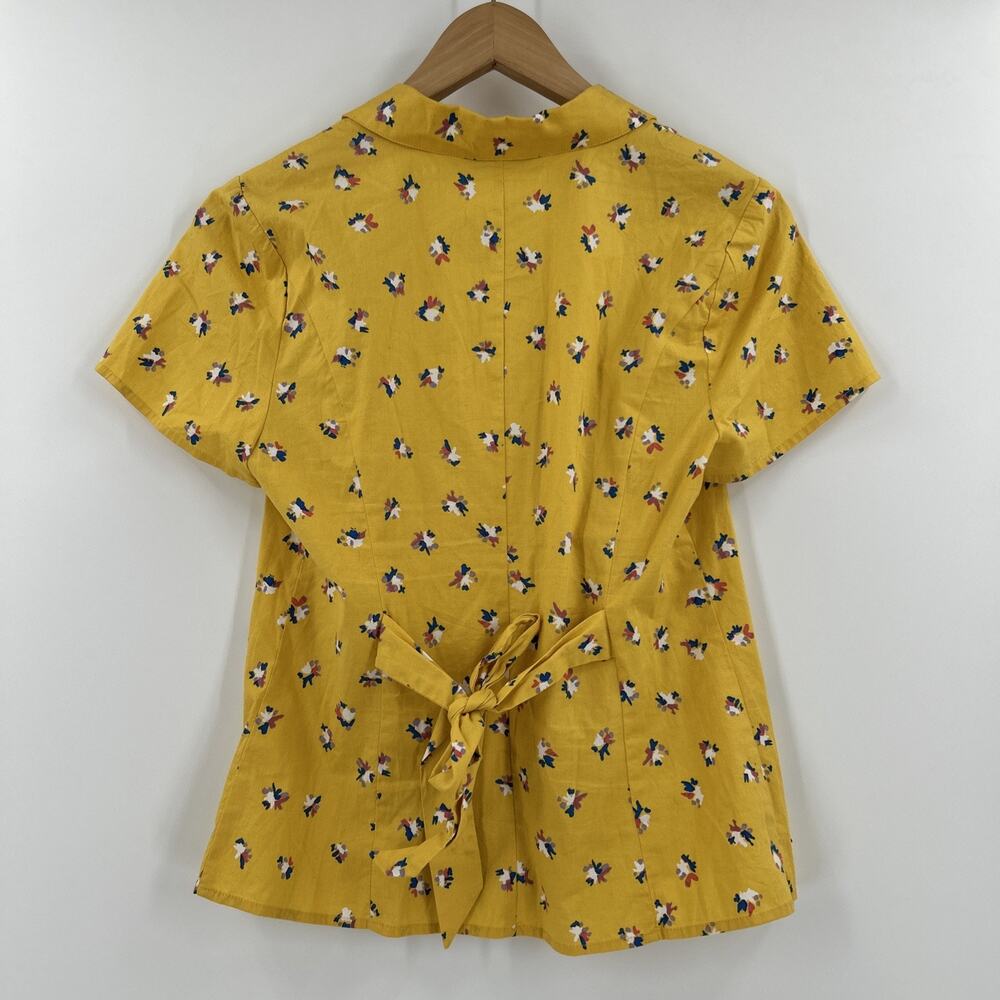 Modcloth Dynamo Daytime Button Up Womens Size S Yellow Cotton Blouse Retro - Picture 2 of 8